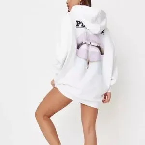 Missguided Sweaters Playboy X Missguided White Magazine Print Oversized Hoodie Dress Poshmark